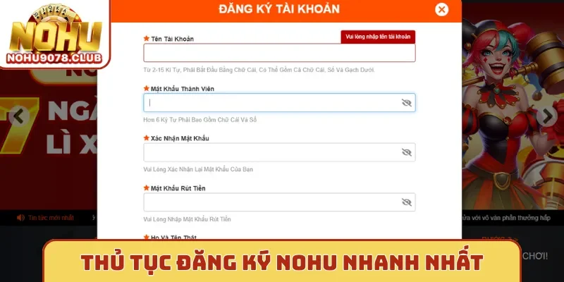 Thủ tục đăng ký Nohu nhanh nhất